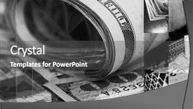  Presentation with banknotes - Cool new theme with finance concept twisted dollar banknotes close up backdrop and a dark gray colored foreground