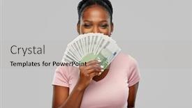  Presentation with african people - PPT theme featuring finance-currency-and-people-concept background and a light gray colored foreground