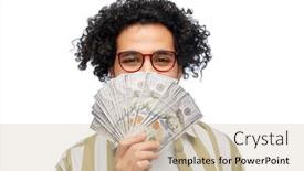  Presentation with finance - PPT theme featuring finance-currency-and-people-concept background and a soft green colored foreground