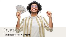  Presentation with finance - Slide deck featuring finance-currency-and-people-concept background and a  colored foreground