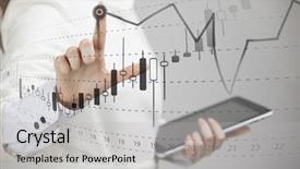  Presentation with data analytics - Presentation having finance data concept woman working background and a light gray colored foreground