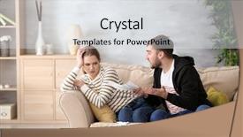  Presentation with relationship - Audience pleasing PPT theme consisting of finance difficulties - couple arguing about money backdrop and a light gray colored foreground