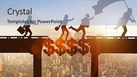  Presentation with crossing bridge - Amazing slide deck having finance difficulties - financial concept crossing dollar bridge backdrop and a light blue colored foreground