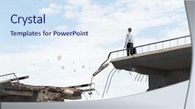  Presentation with overcome - Presentation design consisting of finance difficulties - he is determined to overcome background and a sky blue colored foreground