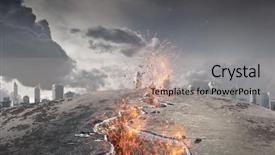  Presentation with overcoming crisis - Presentation theme featuring finance difficulties - overcoming crisis break mixed media background and a light gray colored foreground