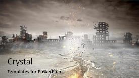  Presentation with overcoming crisis - Theme enhanced with finance difficulties - overcoming crisis break mixed media background and a light gray colored foreground