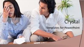  Presentation with bills - Colorful slides enhanced with finance difficulties - young couple checking their bills backdrop and a lemonade colored foreground