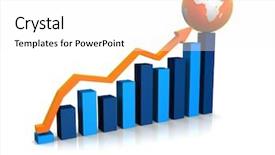  Presentation with statistic - Beautiful PPT theme featuring finance factor - rising statistic backdrop and a  colored foreground