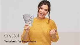  Presentation with investment money - Amazing PPT theme having finance-investment-and-saving-concept backdrop and a yellow colored foreground