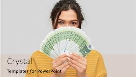  Presentation with investment money - Theme with finance-investment-and-saving-concept background and a coral colored foreground