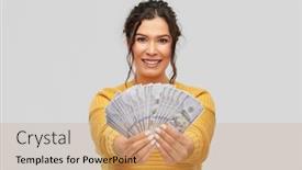  Presentation with investment money - Colorful presentation theme enhanced with finance-investment-and-saving-concept backdrop and a coral colored foreground