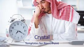  Presentation with arab - Colorful PPT layouts enhanced with finance islamique - arab businessman working backdrop and a sky blue colored foreground