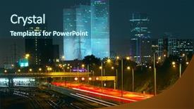  Presentation with night city - Slide deck featuring night view of tel aviv background and a ocean colored foreground