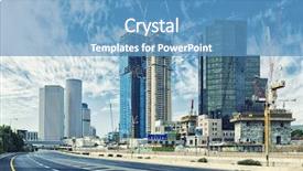  Presentation with freeway - Amazing slides having sunrise new skyscraper constraction backdrop and a light blue colored foreground