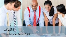  Presentation with team meeting - Amazing PPT layouts having finance manager - asian business startup team backdrop and a light blue colored foreground