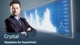  Presentation with database diagram - Cool new PPT theme with finance manager - businessman and blue diagram backdrop and a ocean colored foreground