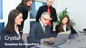  Presentation with people management word cloud - Audience pleasing slide deck consisting of finance manager - group of business people backdrop and a ocean colored foreground