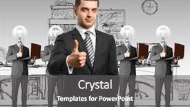  Presentation with animated business people - Slides with finance manager - lamp head business people background and a dark gray colored foreground