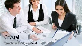  Presentation with young business people - Colorful theme enhanced with finance manager - young business people to discuss backdrop and a light blue colored foreground