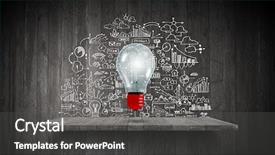  Presentation with light bulb - PPT layouts having finance market - light bulb and drawing business background and a dark gray colored foreground