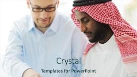  Presentation with black men - Slides enhanced with finance middle east - arabic black and caucasian men background and a  colored foreground