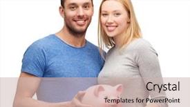  Presentation with emoney money traffic concept closeup - Slide set enhanced with finance money and family concept background and a  colored foreground