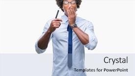  Presentation with credit card - Audience pleasing presentation theme consisting of finance mystery - afro american man holding credit backdrop and a  colored foreground