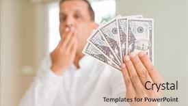  Presentation with bunch - Beautiful slides featuring finance mystery - middle age man holding bunch backdrop and a  colored foreground