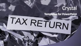  Presentation with tax - PPT theme having finance mystery - shredded paper tax return background and a dark gray colored foreground