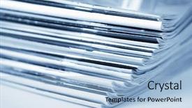  Presentation with magazines - PPT theme with finance newspaper - stack of magazines toned blue background and a  colored foreground