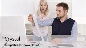  Presentation with virtual assistant artificial intelligence - Amazing presentation design having finance nonprofit - young bookkeeper working with his backdrop and a light gray colored foreground