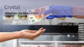  Presentation with grocery store - Beautiful PPT theme featuring finance-payment-and-pandemic-concept backdrop and a light blue colored foreground