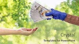  Presentation with green finance - Presentation theme enhanced with finance-payment-and-pandemic-concept background and a soft green colored foreground