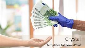  Presentation with payment - Beautiful presentation theme featuring finance-payment-and-pandemic-concept backdrop and a lemonade colored foreground