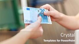  Presentation with payment - Presentation design enhanced with finance-payment-and-people-concept background and a coral colored foreground