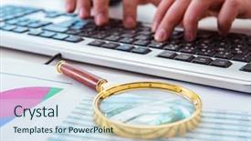  Presentation with professional - Theme having finance professional working on keyboard background and a  colored foreground