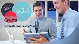  Presentation with tables and graphs - Beautiful presentation theme featuring finance red grey - digital composite of businessmen discussing backdrop and a light blue colored foreground