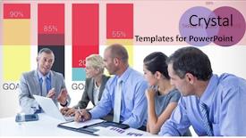  Presentation with meeting - Presentation design featuring finance red grey - digital composite of meeting background and a coral colored foreground