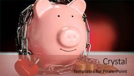 Presentation with chains - Presentation design having finance red grey - piggy bank and chains background and a red colored foreground