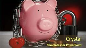  Presentation with chains - Presentation design consisting of finance red grey - piggy bank and chains background and a tawny brown colored foreground