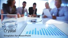  Presentation with business office desk - Beautiful PPT layouts featuring digital finance - close-up of business document backdrop and a light blue colored foreground