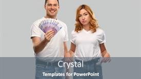  Presentation with saving - Audience pleasing presentation design consisting of finance-saving-and-couple-concept backdrop and a ocean colored foreground