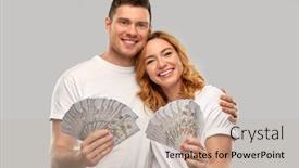  Presentation with saving - Beautiful PPT theme featuring finance-saving-and-people-concept backdrop and a mint green colored foreground