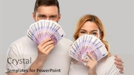  Presentation with saving - Slide set having finance-saving-and-people-concept background and a soft green colored foreground