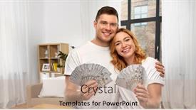  Presentation with saving - Amazing slides having finance-saving-and-people-concept backdrop and a coral colored foreground