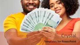  Presentation with saving - PPT theme consisting of finance-saving-and-people-concept background and a red colored foreground