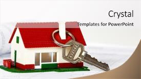  Presentation with real estate purchase - PPT layouts having purchase home - family house with key real background and a white colored foreground