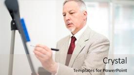  Presentation with strategy - Amazing slides having finance strategy - businessman writing on a white backdrop and a soft green colored foreground