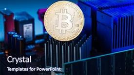  Presentation with processor - Slide set enhanced with growth background video - picture of bitcoin and processor background and a navy blue colored foreground