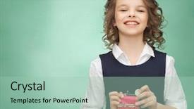  Presentation with chalk board - PPT theme having finances childhood people money background and a mint green colored foreground